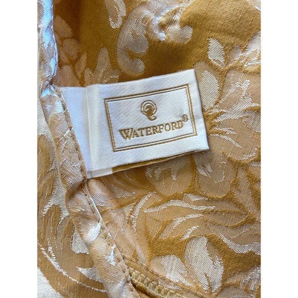 Waterford Tablecloth Gold Yellow Shimmery Damask 86" Round - Picture 9 of 12